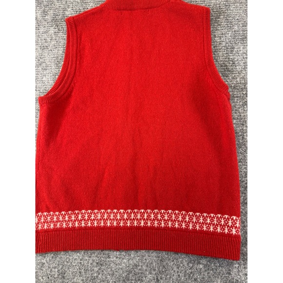 Woolrich Red Deer Fair Isle Knit Zip Up Vest Sweater Women Size large cottagecor - Picture 6 of 16